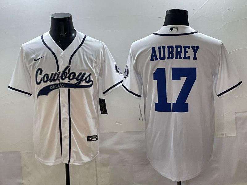 Men 2025 Dallas Cowboys #17 Aubrey white Joint Name Nike Limited NFL Jersey style 01->dallas cowboys->NFL Jersey